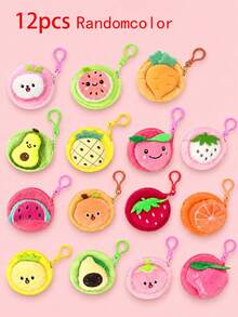 XD 12pcs/6pcs/3pcs/1pc Tas Penyimpanan Koin Anak-Anak Multifungsi Motif Buah, Ringkas dan Sangat Portabel, Dapat Menyimpan Koin, Kunci, dan Barang Kecil Lainnya, Juga Dapat Dihiasi pada Ransel dan Tas, Hadiah yang Disukai Anak-Anak - MultiWarna - View 10