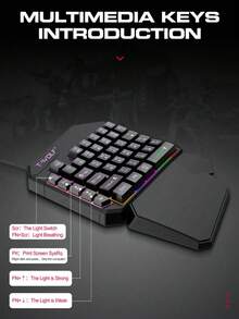 Single-Handed Keyboard Combined With Gaming Mouse, Compatible With Android, 35 Game-Specific Keys, RGB Lighting, Membrane Keyboard, Ergonomic Design, Automatic Pressing Function, Long-Lasting Comfort, Small Left-Handed Mouse Set - View 4