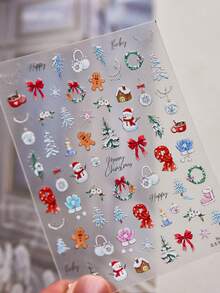 1 Embossed Nail Art Charm Sticker Popular Self-Adhesive Winter Nail Art Sticker Cute Christmas Nail Decoration Sticker DIY - Multicolor - View 2