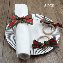 2/6 buah Cincin Serbet Natal, Penahan Serbet Pita Beludru, Cincin Serbet Buatan Tangan, Cocok untuk Natal, Thanksgiving, Hari Valentine, Pernikahan, Pesta, Ulang Tahun, Meja Makan, Hari Ibu, Dekorasi Meja Rumah dan Luar Ruangan - MultiWarna - View 18