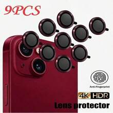 Yezodawee 手機相機鏡頭保護膜 適用於 Phone 18 Pro Max/Phone 18 Pro/Phone 17 Pro Max 17 Pro 17 Air 17, 16 Pro Max，超耐用 HD 鏡頭保護，防刮超薄鋼化玻璃鏡頭蓋，9H 鋼化玻璃金屬相機螢幕保護，防震相機保護環 - 9片 深櫻桃紅 - 深櫻桃紅 - 查看 7
