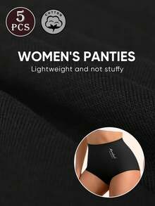 MEIYATING 5pcs Women's High Waist Tummy Control Cotton Panties Soft Comfortable Full Coverage Triangle Briefs Daily Wear Multi-Pack - Multicolor - View 6