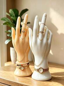 Simulated Hand Jewelry Tray With Realistic Hands - Can Be Used As A Display Stand For Rings, Necklaces And Bracelets; Also Serves As A Jewelry Photography Prop, Home Tabletop Decoration, Wedding Or Anniversary Gift, Jewelry Display Stand And Other Multiple Purposes; Also Suitable As A Gift For Jewelers, Or For Valentine's Day, Christmas And Thanksgiving Holiday Decorations. - Multicolor - View 5