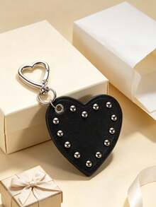 1pc Punk Rivet Heart Keychain, Sweet Cool Heart-Shaped Pendant Key Chain, Personalized Metal Pendant Bag Charm Key Chain, Bag Decoration Chain Gift - Multicolor - View 4