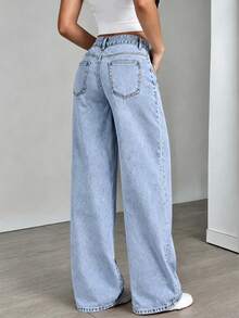 Girls' Teen Straight Leg Loose Casual Versatile Denim Jeans - Light Wash - View 3