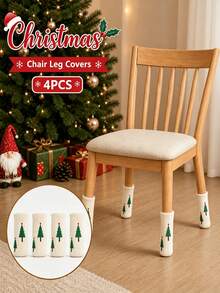 8/4/1pc Set Christmas Tree Embroidered Chair Leg Covers, Christmas Beige Knitted Table & Chair Leg Protectors, Floor Mat Covers, Christmas Home Holiday Atmosphere Decorative Chair Leg Protectors - Multicolor - View 7