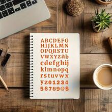 6pcs Reusable Letter And Number Painting Stencil Set, For Hand Drawing, Creative Coloring, Painting, Drawing, Journaling, Scrapbooking And Crafting, Made Of Cream White PET Plastic - Multiple Fonts And Designs - 6-letter Template - View 4