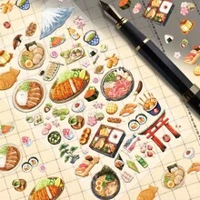 1pc Japanese Food Stickers For Decorating Planner, Diary, Scrapbook, Notebook, Luggage, Guitar, Skateboard, Manual, Tablet, Water Bottle, Phone - Multicolor - View 1
