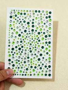 7/5/3/1 Sheets Green Self-Adhesive Face Gem Stickers, Tweezers, For Face, Body, Suitable For Christmas, Parties, Festivals, Y2K Style, Concert Looks, Face Gems, Accessories Can Be Purchased Separately - Multicolor - View 6