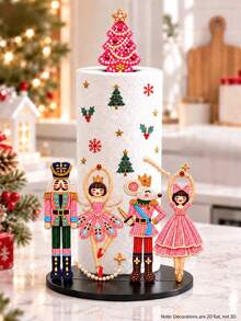 New 2D FLAT Christmas Nutcracker Kitchen Paper Towel Holder - Desktop Roll Paper Rack (Combines Display And Storage Functions), Fun Nutcracker Design, Suitable For Kitchen, Bathroom, Living Room And Dining Room, Creates A Warm Christmas Atmosphere Decorative Item, Ideal Choice For Christmas Decorations, Christmas Gifts, Etc., Perfect Gift For Christmas Enthusiasts And Close Friends - Multicolor - View 1