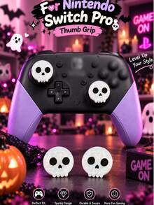 Compatible With PlayStation 4, 5 And Switch Pro Controllers; 2 Sets Of Halloween Themed Joystick Caps - High Performance Controller Joystick Caps, Available In White, Pink Or Crystal Skull Designs; Ideal Halloween Gift Choice. - View 6
