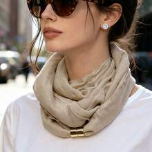 1pc Solid Color Polyester Scarf, All-Match Versatile For Autumn/Winter - Multicolor - View 11