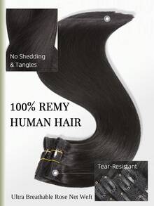 DNE HAIR 7pcs Clip-In Human Hair Extensions 120G NC# Natural Black Double Layer Invisible Clip-In Remy Hair Seamless Soft Ends Thick Anti-Shedding Reusable Suitable For Thin Hair Salon Daily Wedding Party Styling For Women And Girls - Natural Black - View 4