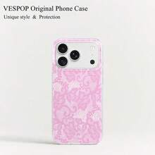 VESPOP Pink Lace Fashion Phone Case; Compatible With Iphone 17/18 Pro Max, 16 Pro Max, 17, 16, 15, 14, 13, 12 Pro Max And 11 Series; Cute, Shockproof Soft Shell. - Mixed Color 1 - View 1