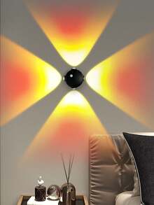 1pc Black/White 4-Head Cat Eye Motion Sensor Projector Wall Light, Human-Triggered Gradient Night Light, Minimalist Indoor Bedroom Staircase Atmosphere Decorative Spotlight, Suitable For Wardrobe, Bathroom, Cabinet Decoration - Multicolor - View 6