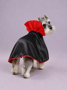 1pc Pet Vampire Cape, Red & Black Adjustable Halloween Costume Cloak, Suitable For Cats And Small Dogs, Role Play Party Photo Outfit (Popular High Growth Search Item) - Multicolor - View 2