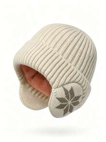 1pc Unisex Adult Winter Outdoor Sports Warm Fleece Earflap Knit Hat - Multicolor - View 6