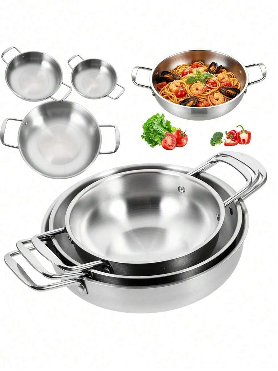 3 Pieces Korean-Style Ramen Cookware Set - Japanese Ramen/Korean Side Dish Bowls With Handles, Suitable For Pasta And Soup, Ideal For Home And Outdoor Cooking, Exquisite Durable Kitchenware - Multiple Sizes Soup Bowls And Salad Bowls