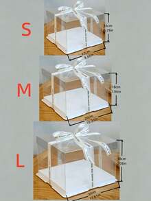 1pc Transparent Decorative Box, Gift Packaging Box, Used For Holiday Party Gift Packaging, Christmas, Valentine's Day Gift Box Decoration Packaging, Flower Shoes PET Gift Box (Random Ribbon Included) - White - View 2