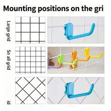 10pcs Plastic Mesh Hooks, Wire Rack Hooks, No-Drill Wall Mount, Modern Minimalist Storage Organizer - Multicolor - View 4