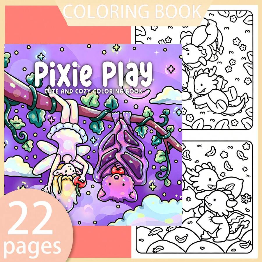 [NEW PiXie PIag Coloring Book] 1pc Original Coloring Book ,22 Pages Single-Sided Printing,Clear Lines And Exquisite Patterns,Ideal For Relaxation | Perfect Gift For New Year, Christmas,Birthdays,School Holidays,Perfect For Adults & Teens & Child - Single Piece - View 1