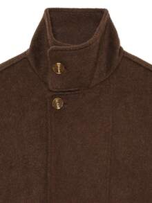 DEEKA Autumn/Winter New European & American Style Fashion Minimalist Loose Stand Collar Short Overcoat - Brown - View 5