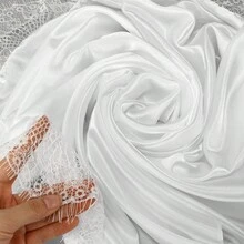 1 قطعة وشاح رأس نسائي بلون موحد مع حافة دانتيل متباينة من الشيفون، وشاح أنيق بسيط متعدد الوظائف، حافة دانتيل متباينة بأسلوب بوهيمي راقي، شال خفيف الوزن وقابل للتنفس، مناسب للاستخدام اليومي - أبيض - مشاهدة 5