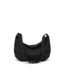 Black Nylon Crossbody Tote Bag, Soft Large Capacity Hobo Shoulder Bag With Adjustable Strap For Women - Multicolor - View 10