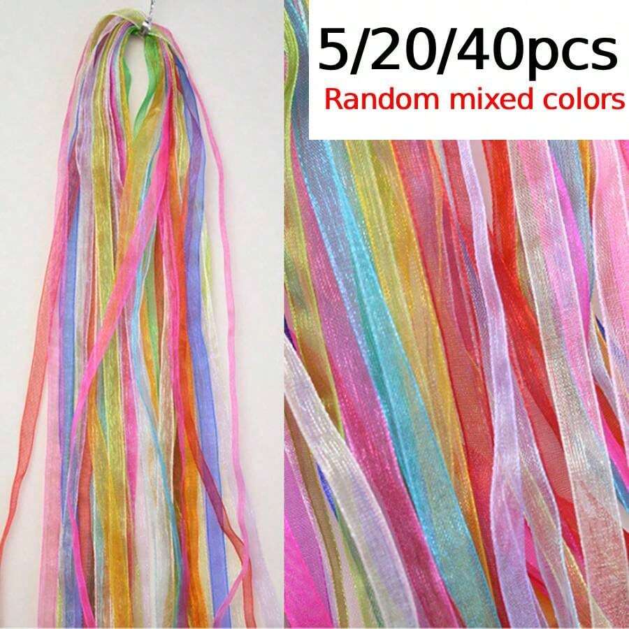 5/20/40Pcs 6mm Wide Chiffon Ribbon,90cm Organza Ribbon Sheer Ribbon For Gift Wrapping,Assorted Rainbow Bulk Ribbons,Transparent Ribbon For Flower Bouquet,Gift Wrapping, Christmas Ribbon,Wedding Invitations,Wreaths,Bows,Crafts,Packaging,Party Garlands - Multicolor - View 1