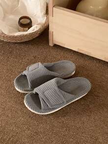 XIXITIAO Minimalist Adjustable Hook & Loop Slippers, Lightweight All Season Slippers, Warm & Cozy Indoor House Slippers - Grey - View 6