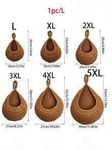 1/3/6piece Set Wall Mounted Woven Basket, Bohemian Style, Droplet Shaped, Suitable For Vegetable, Fruit, Kitchen Storage Basket, As Well As Holiday Decoration, Kitchen Storage Bag, Hanging Storage Basket, Storage Bag, Kitchen Decoration Storage Bag - Multicolor - View 12