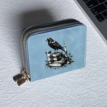 Crow Print Card Holder Lightweight Fashionable Wallet Suitable For Daily Use For Women Double Zipper Mini Wallet Purse Wallet Card Wallet - Multicolor - View 17