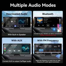 VENBES 10.26 Inch PND Portable Car Stereo, Wireless CarPlay & Wireless Android Auto Touch Screen Car Player With Bluetooth FM - Main Unit + 8‑LED Square Rear‑view Camera - View 5