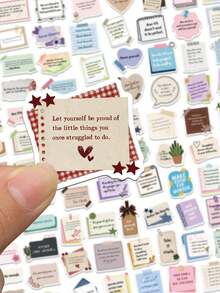 100PCS Encourage Notes Stickers – Inspirational Motivational Positive Affirmation Decals – Aesthetic Vintage Pastel Boho Stickers For Journal, Scrapbook, Guitar, Notebook & DIY - Multicolor - View 4