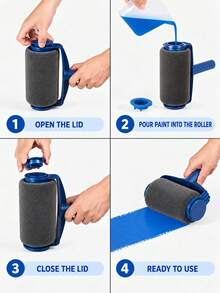 Multi-Function Roller Brush Set (1 Set) - Includes Roller Brush And 3-Section Extension Pole; High-Density Roller Brush Cover Ensures Even Application. Suitable For Latex Paint And Wall Paint, Easy To Operate. Perfect For Wall Repair And Living Room Painting. - Multiple Styles and Colors - View 4