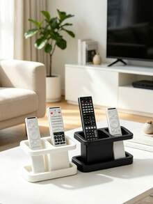 1pc Remote Control Holder, 3-Tier Hollow Storage Rack, Desktop Multi-Size Remote Control Stand, Living Room/Coffee Table Display Rack, Autumn Home Decor, Bedroom/Living Room/Study/Home Decorative Storage, Christmas, New Year, Essential Storage Item For Rental Homes, Best Choice For Housewarming Gift - Multicolor - View 2