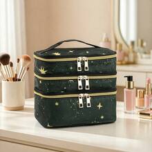 1pc New 3-Layer Makeup Bag, Large Capacity Compartment Cosmetic Organizer, Multi-Layer Independent Storage For Easy Access, Can Store Makeup Brushes And Toiletries, Also Functions As Desktop Organizer, Portable Handheld Design, Travel Essential. - Multicolor - View 4
