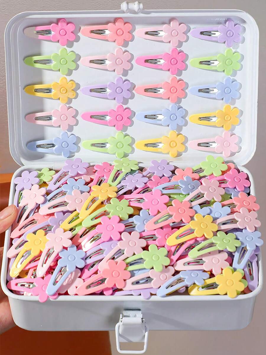 50/30/10pcs Girls Kids Multi-Color Cartoon Candy Flower BB Hair Clips ...