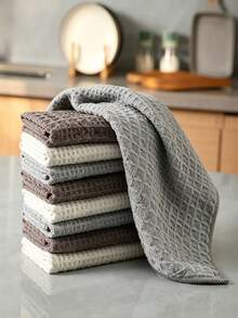 1/2/4pcs Plaid Kitchen Towels, Square Dish Cloths, Solid Color, Highly Absorbent And Durable, Suitable For Tableware And Countertops, Ideal For Drying Dishes And Hands - Multicolor - View 7