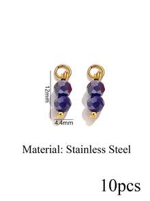10-Piece Set Of Stainless Steel Colorful Round Bead Pendants With Open Rings-Necklace And Earring DIY Craft Jewelry Supplies - Round - View 7