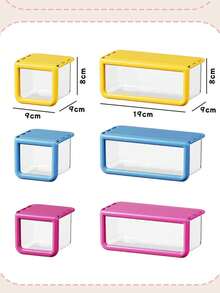 1pc Square & Rectangular Combo Shape, Transparent Front Window,, Colorful Thick Frame, Punch-Free Under Cabinet Hanging Design, Space Saving, Large Capacity Visible Storage Container, Hanging Organizer Boxroom Decorchristmasroom Decorwedding - Multicolor - View 5