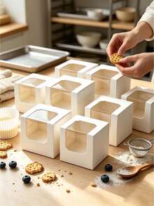 5pcs/10pcs/20pcs/50pcs Christmas Gift Boxes Individual Single‑Slot Paper Boxes With Clear Window, Elegant Gift Packaging Boxes For Party Gathering Favors & Present Storage - View 8