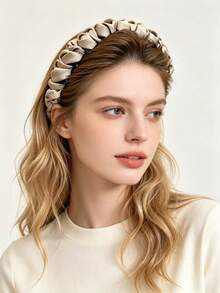 1pc Ruched Headband With Non-Slip Teeth Design, Anti-Slip, Decorated With Fine Glitter, Head Shape Modifier, Daily Commute And Washing, Women's Headband - Multicolor - View 4