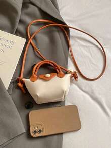 1pc Girls Colorblock PU Zipper Closure Casual Handbag Crossbody Bag Suitable For All Seasons Daily Use - A - View 4