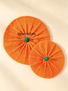 1pc Cute Halloween Pumpkin Knitted Hat, Women's Soft Warm Elastic Fit, Holiday Costume Hat, Suitable For Parties, Holiday Accessory - Multicolor - View 4