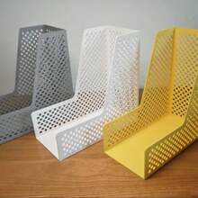PLA Material Vertical File Holder Desktop Document Storage Box Office Stationery A4 File Organizer - Yellow - View 1