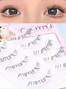 5 Pairs Transparent Stem Natural Style False Eyelashes, Japanese Anime Style Exaggerated DIY Cosplay Lower Eyelashes, Reusable, Suitable For Women And Girls, Comfortable Strip False Eyelashes - Multicolor - View 6