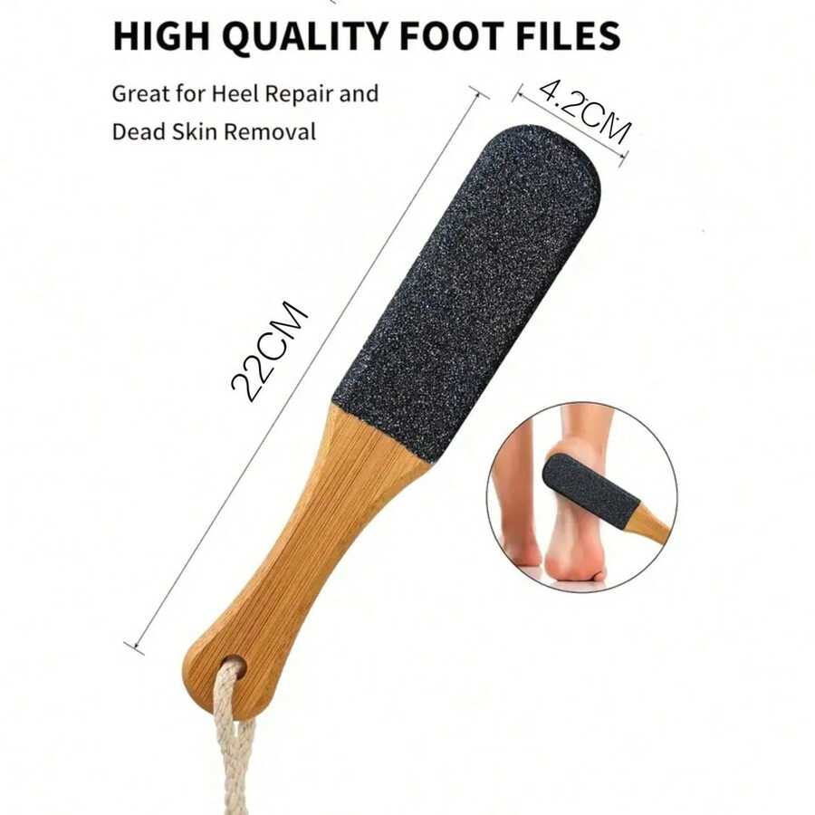 1Pc Professional Foot File With Natural Bamboo Handle, Deep Exfoliating Callus Remover, Home SPA Care, Say Goodbye To Rough Feet,Christmas Home Decor,Room Decor,Bathroom Accesssories - Multi-color - View 1