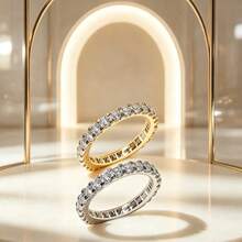 Wish New Starry Sky Women's Ring, Full Circle Pave Simulated Zirconia Band, Luxury Fashion Stackable Ring - Multicolor - View 1