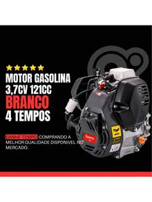 Motor Gasolina Branco B4T-3.7 3,7CV 121cc 4 Tempos Part. Manual Compactador - Preto - Visão 2